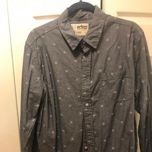 Men's Gray button down leisure shirt XL